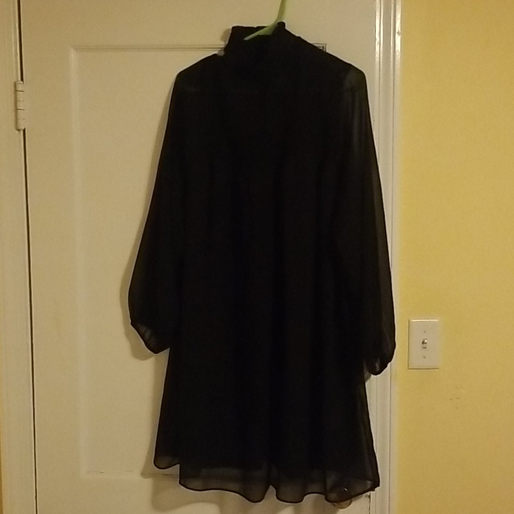 Mesh Sleeve Turtleneck Dress